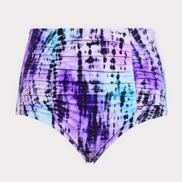 🆕Torrid Blue & Purple Tie-Dye High Waist Ruched Swim Bottom 1X NWT - Picture 5 of 12